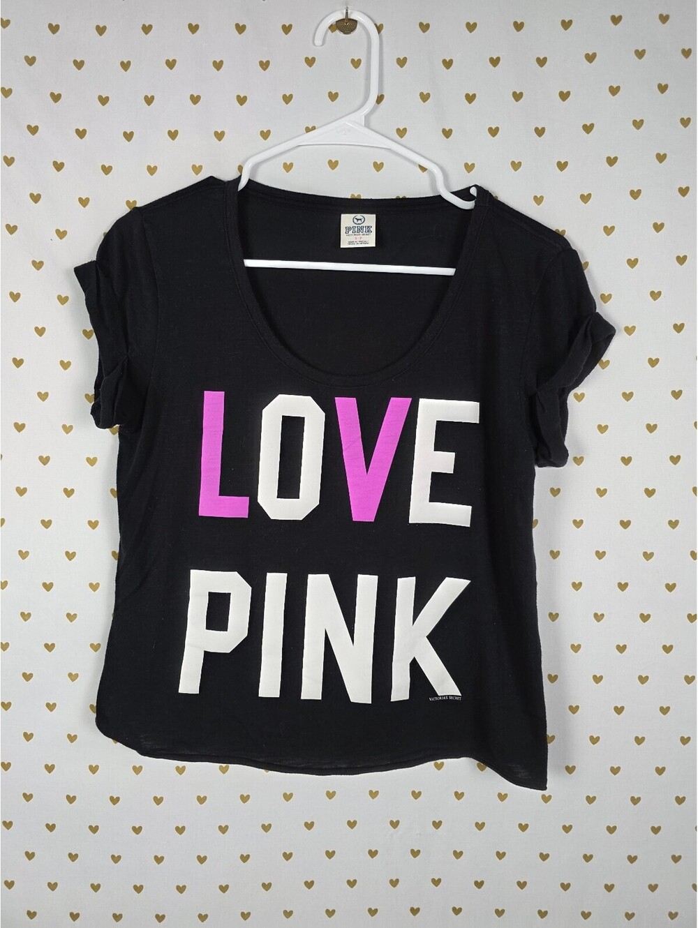 Victorias Secret PINK vintage cropped Boxy Logo Tee shirt Small